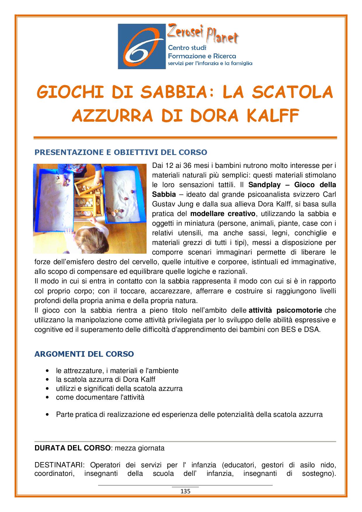 ATELIER GIOCHI DI SABBIA: LA SCATOLA AZZURRA
