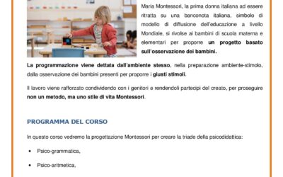 PROGETTAZIONE MONTESSORI A SCUOLA E CONDIVISIONE CON LE FAMIGLIE