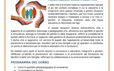 LO SPORTELLO D’AIUTO: CONSULENZA PSICOPEDAGOGICA AL NIDO E ALL’INFANZIA